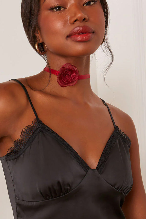 SACRED FLOWER RIBBON CHOKER NECKLACE-consonak