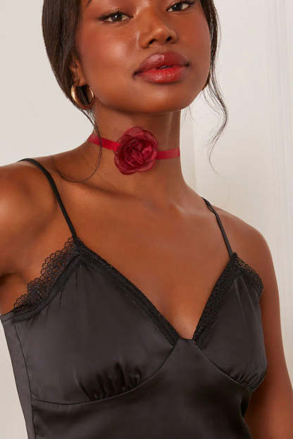 SACRED FLOWER RIBBON CHOKER NECKLACE-consonak