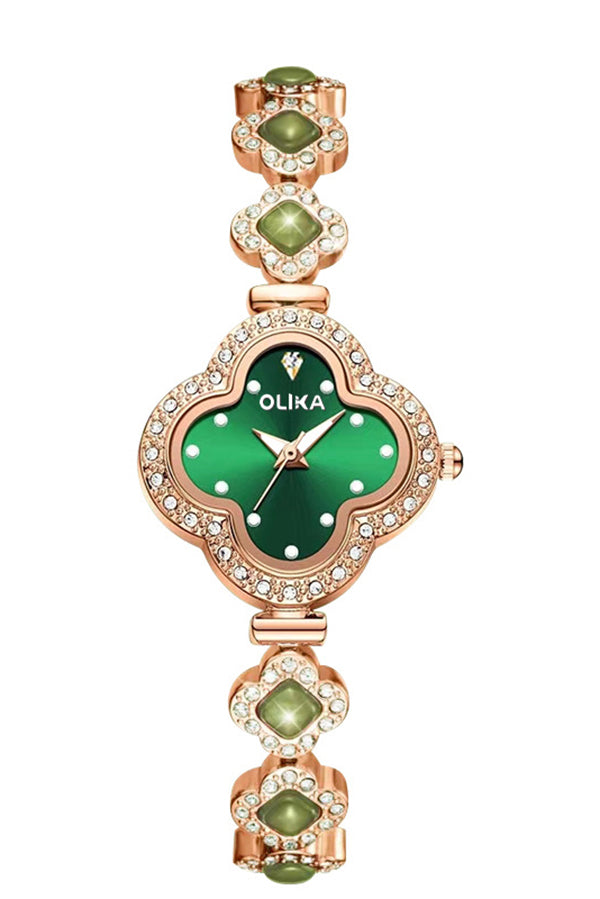 Fashion Four Leaf Clover Chalcedony Jewelry Quartz Watch | Consonak