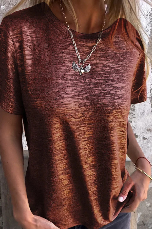 Fashionable Bronzing Round Neck Short-sleeved T-shirt | Consonak