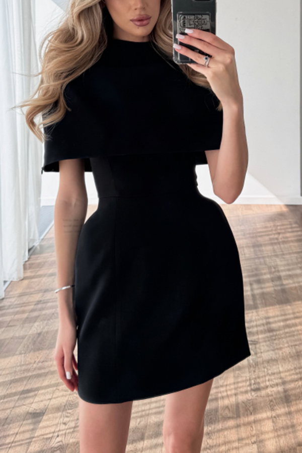 Solid Color Shawl and Square Neck Sleeveless Fitted Mini Dress Two-piece Set-consonak