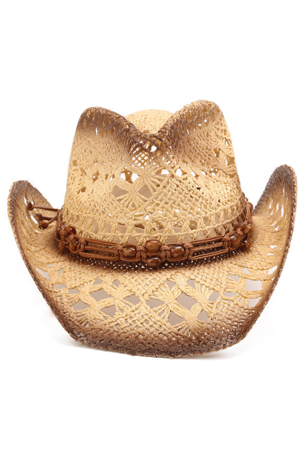 Vintage Western Cowboy Hollow Woven Straw Hat-consonak