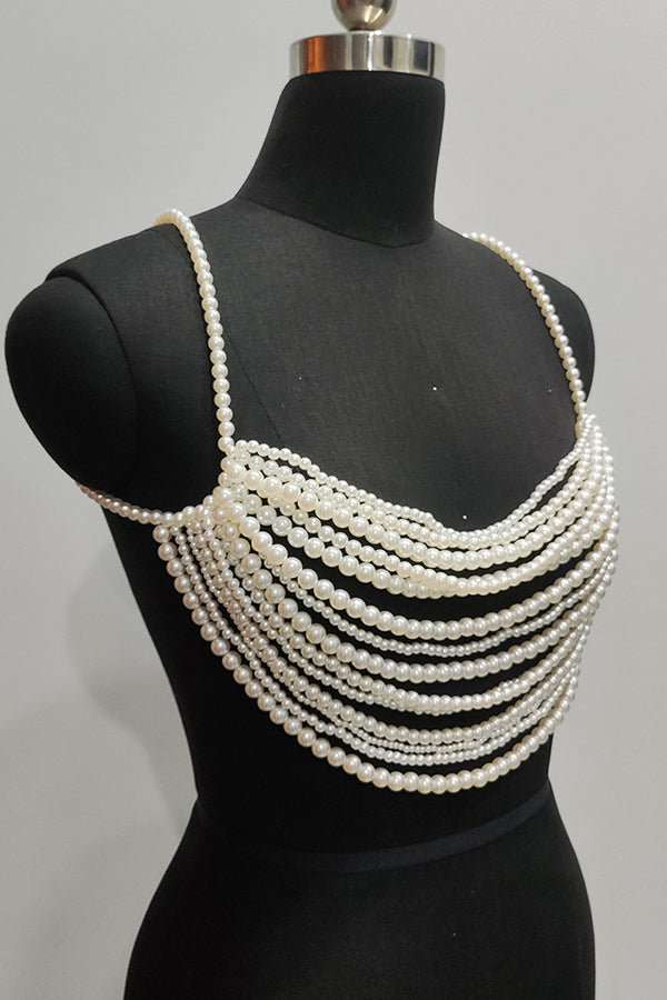 Multi-layer Faux Pearl Bra-Consonak