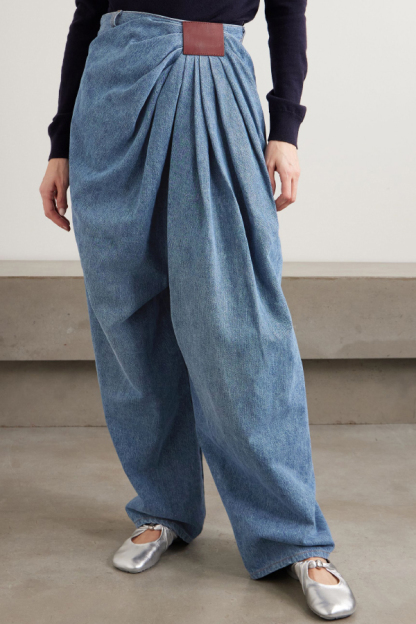 Stylish Pleated Casual Pocket Wide-leg Jeans-consonak