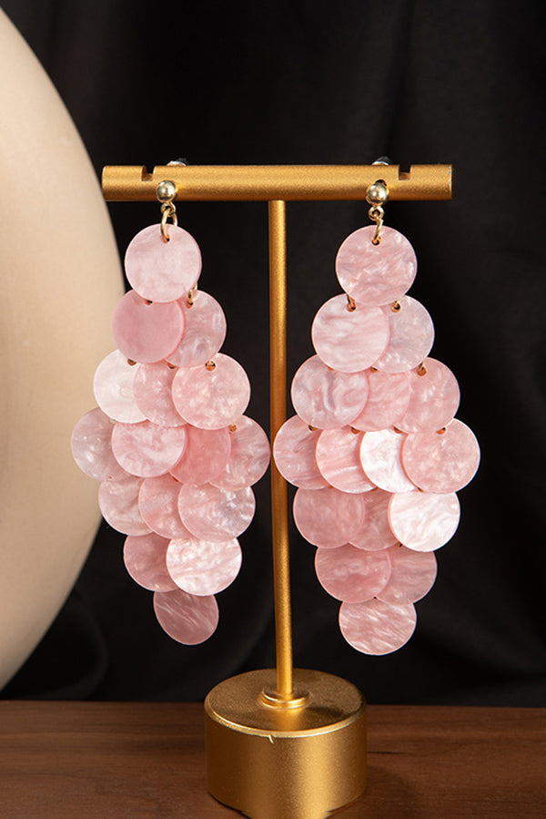 Resort Style Colorful Round Shell Tassel Earrings-consonak