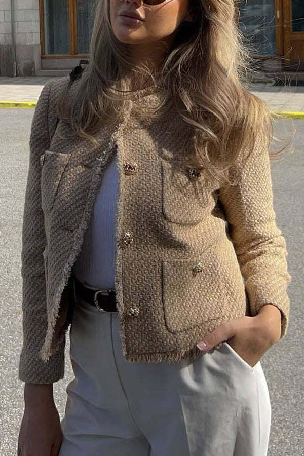 Joy To The World Tweed Metal Button Pocket Jacket-consonak
