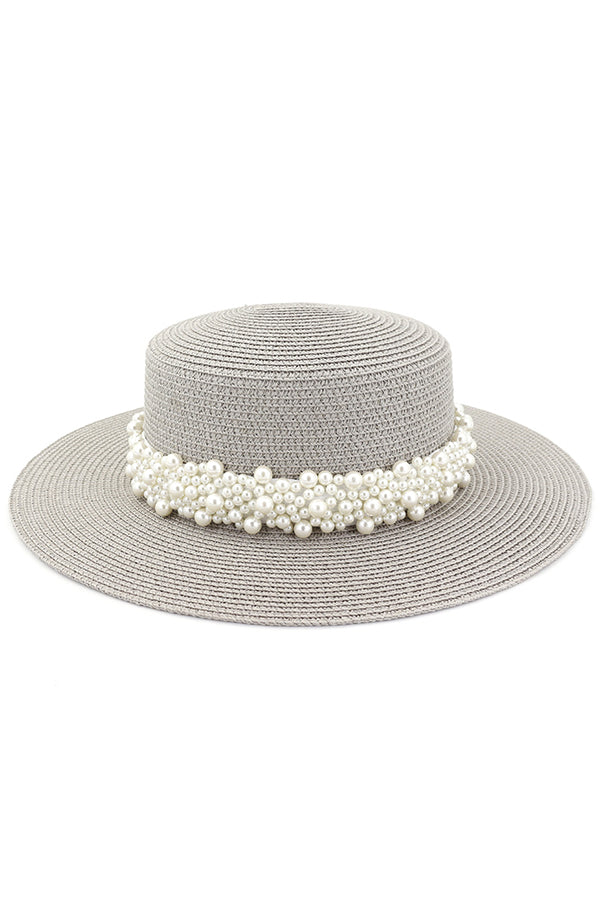 Pearl Embellished Beach Hat-consonak