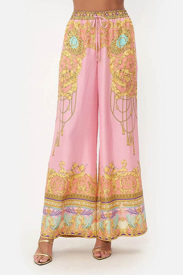 Mermaid Motel Unique Print Long Sleeve Loose Shirt and Elastic Waist Pants Set-consonak