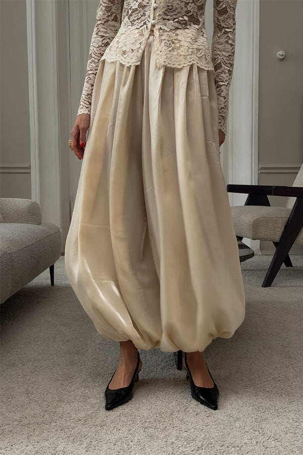 Aurelia Metallic Satin Jogger Pants-Consonak