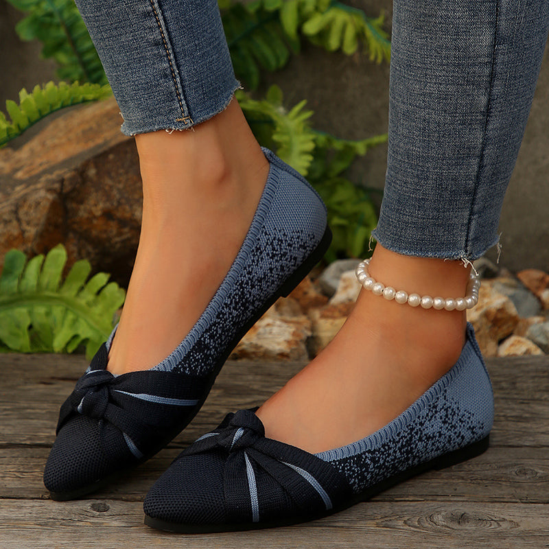 Fashionable Bow Colorblock Casual Flats-consonak