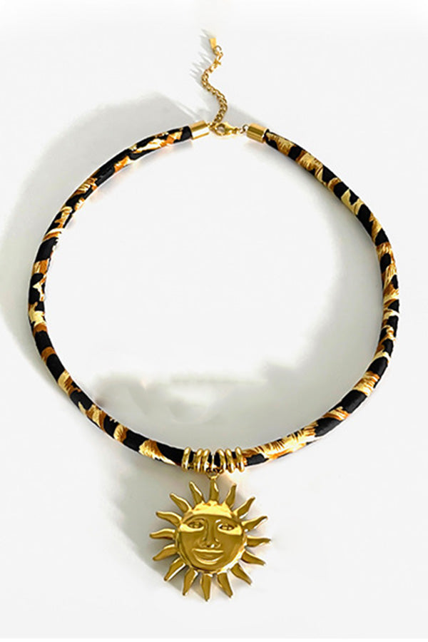 Leopard Print Velvet Rope Design Stainless Steel Necklace | Consonak