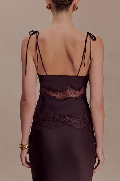 Nina Satin Lace Detail Thin Tie Up Straps Loose Tank-consonak