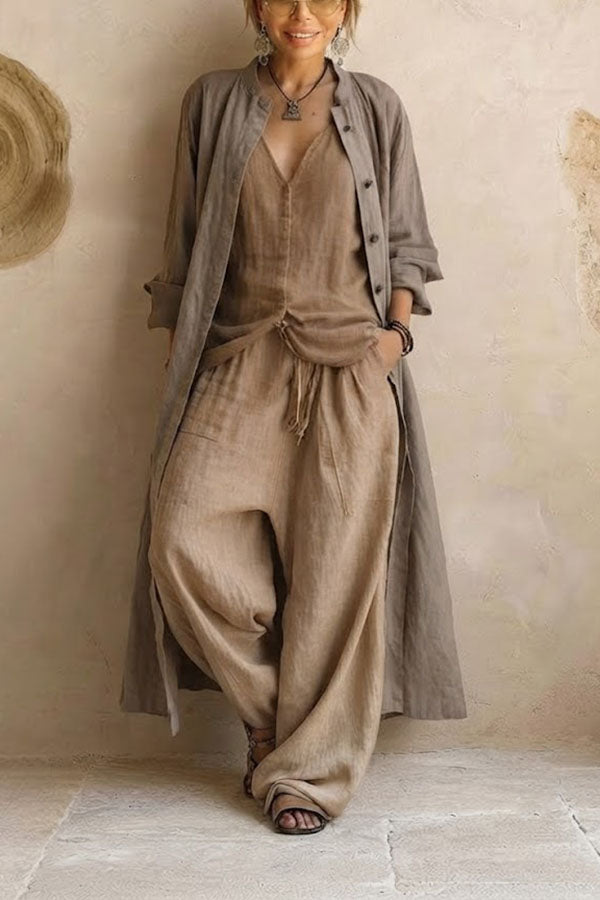 Casual Bohemian Cotton Linen 3-Piece Set-Consonak