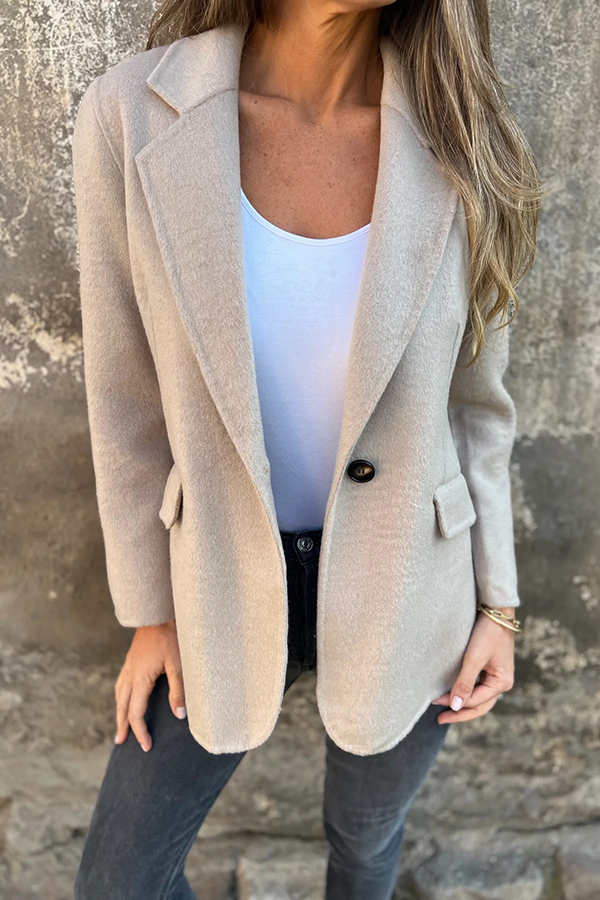 Daytime Perfection Faux Wool Lapel Button Relaxed Blazer-consonak