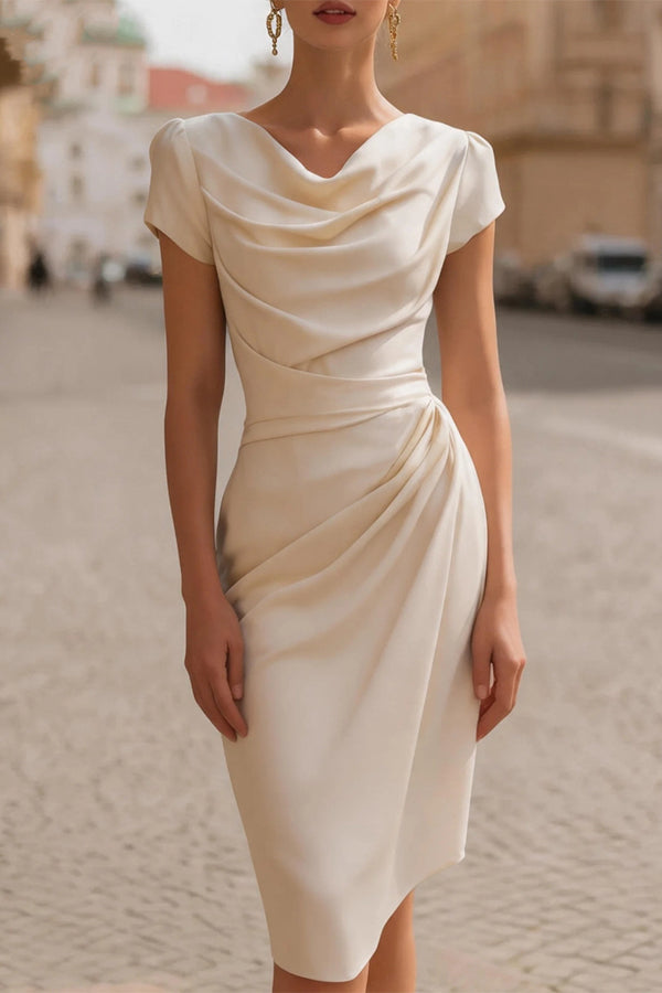 A-line Pleated Bodycon Dress-Consonak