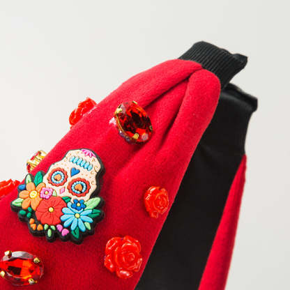 Halloween Fabric Rose Skull Rhinestone Hair Accessory-consonak
