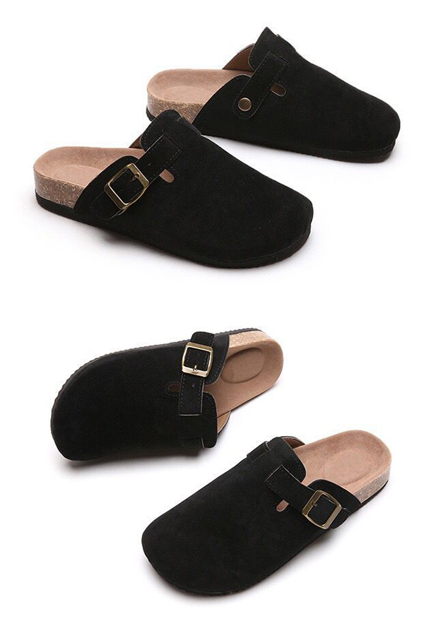 Flat Half Slippers Casual Outer Wear Round Toe Half Slippers-consonak