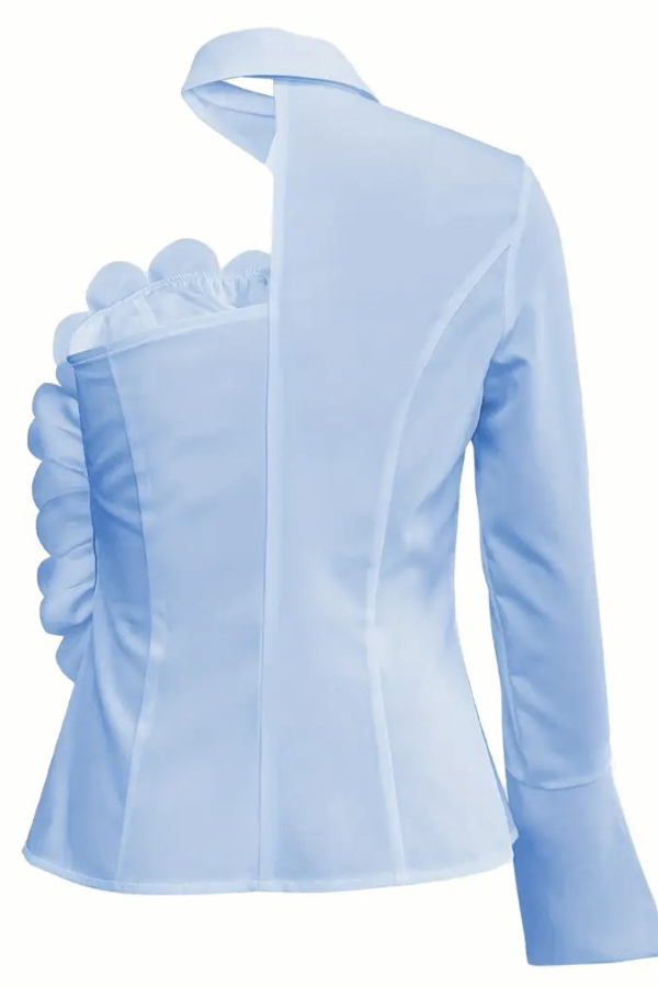 Stylish Three-dimensional Floral Collared Single-sleeve Casual Shirt