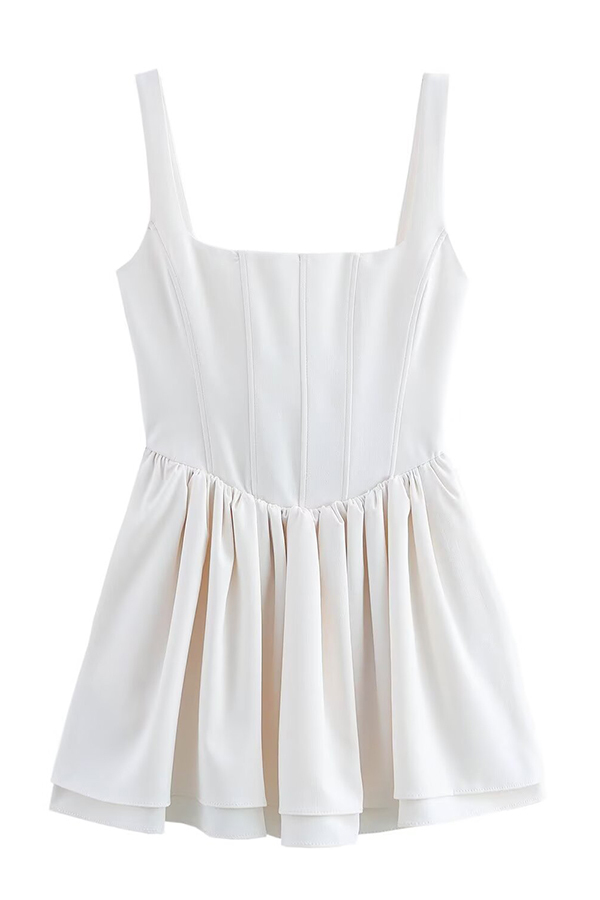 Solid Velvet Square Neck Slim Fit Mini Dress-consonak