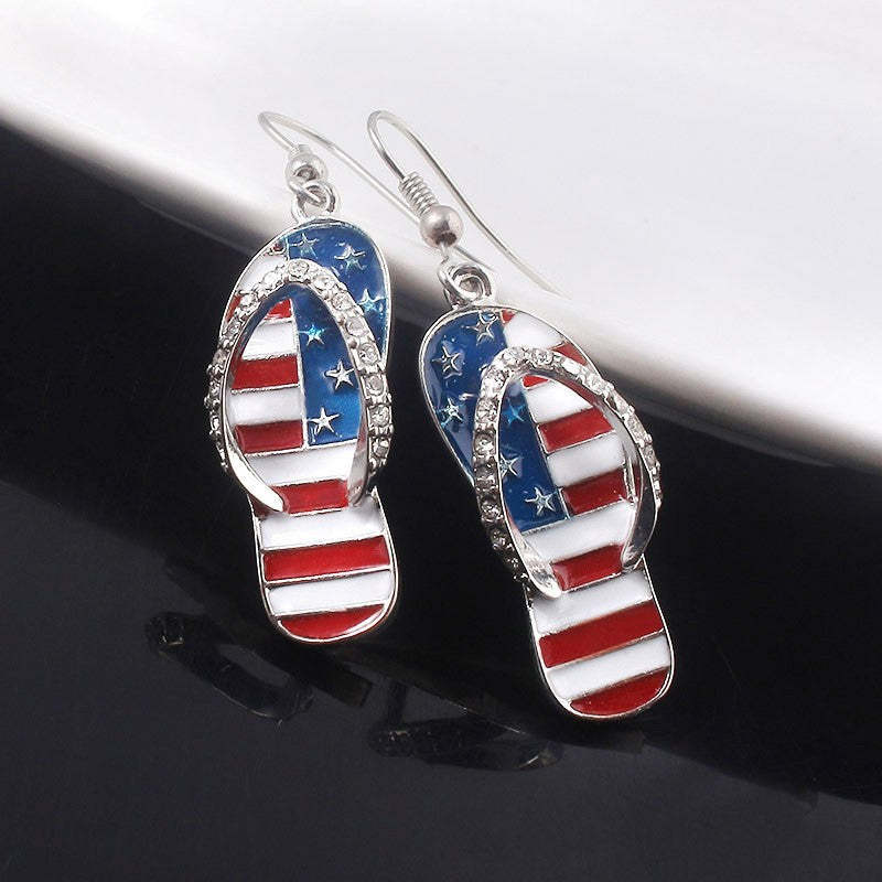 Independence Day American Flag Soft Metal Earrings-consonak