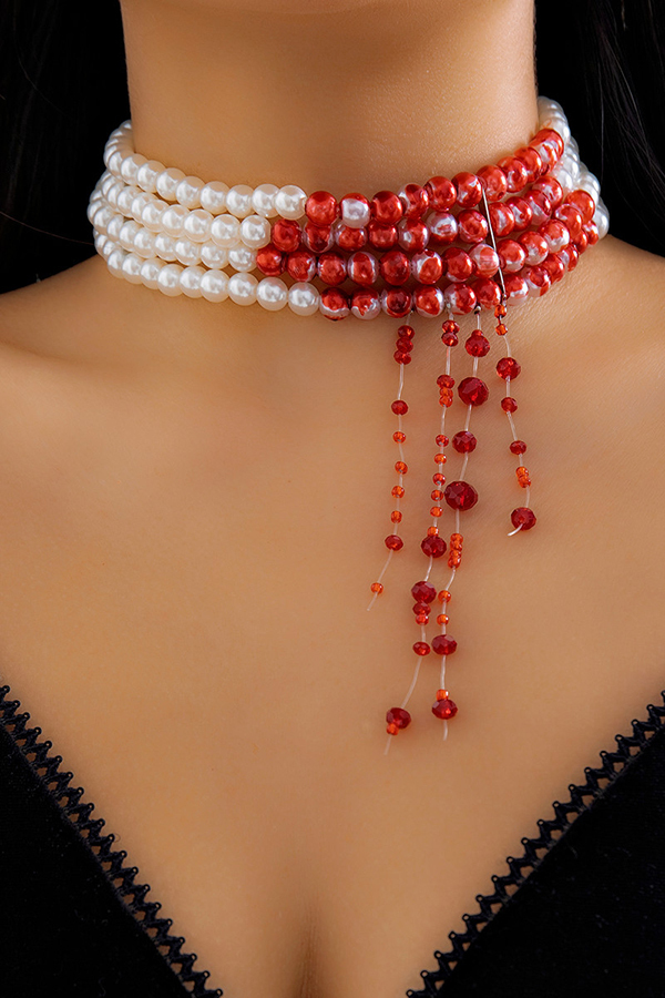 Gothic Blood Drop Tassel Halloween Personalized Necklace-consonak