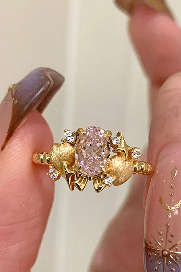 Fashionable Sparkling Pink Diamond Ring-consonak