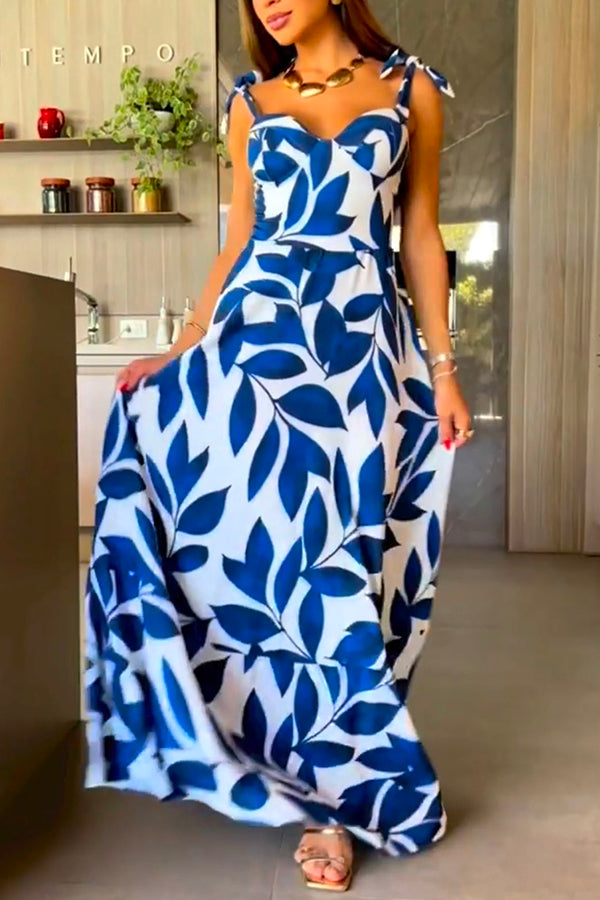 High Waisted Strappy Floral Print Halter Panel Maxi Dress-consonak