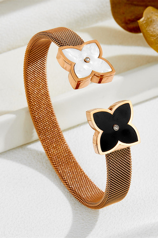 Fashionable Four-leaf Flower Metal Bracelet-consonak