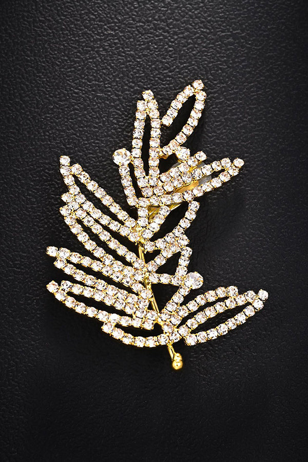 Rhinestone Leaf Ear-Cuff Earrings-Consonak