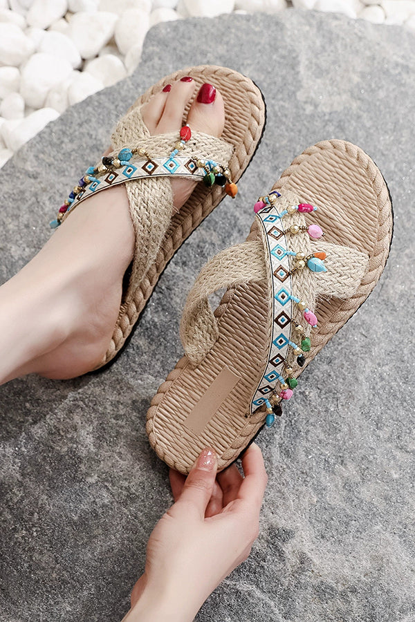Bohemian Ethnic Style Tassel Beach Shoes-consonak