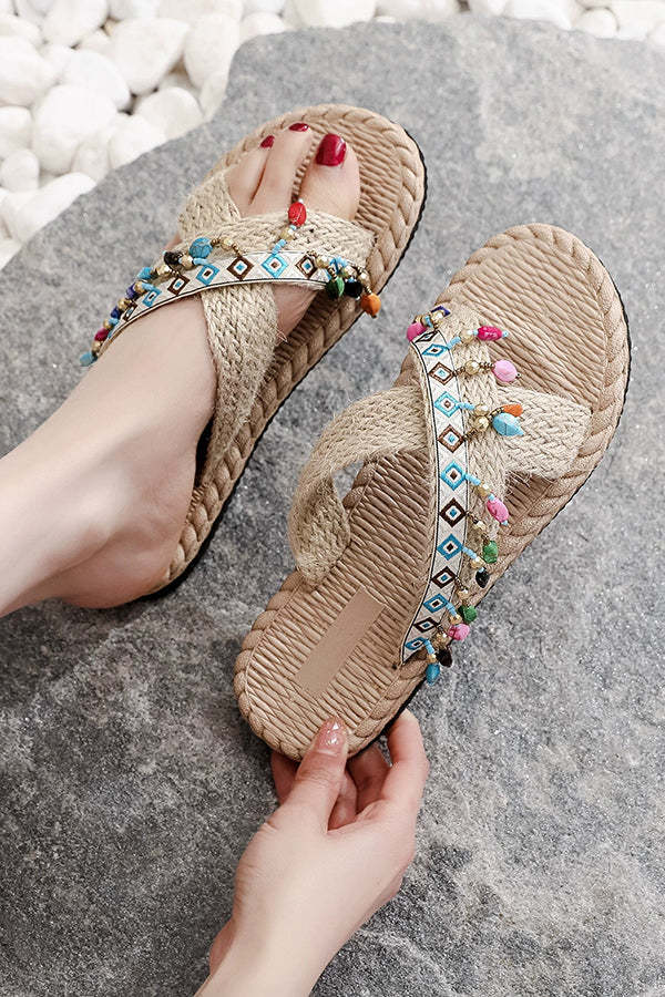 Bohemian Ethnic Style Tassel Beach Shoes-consonak