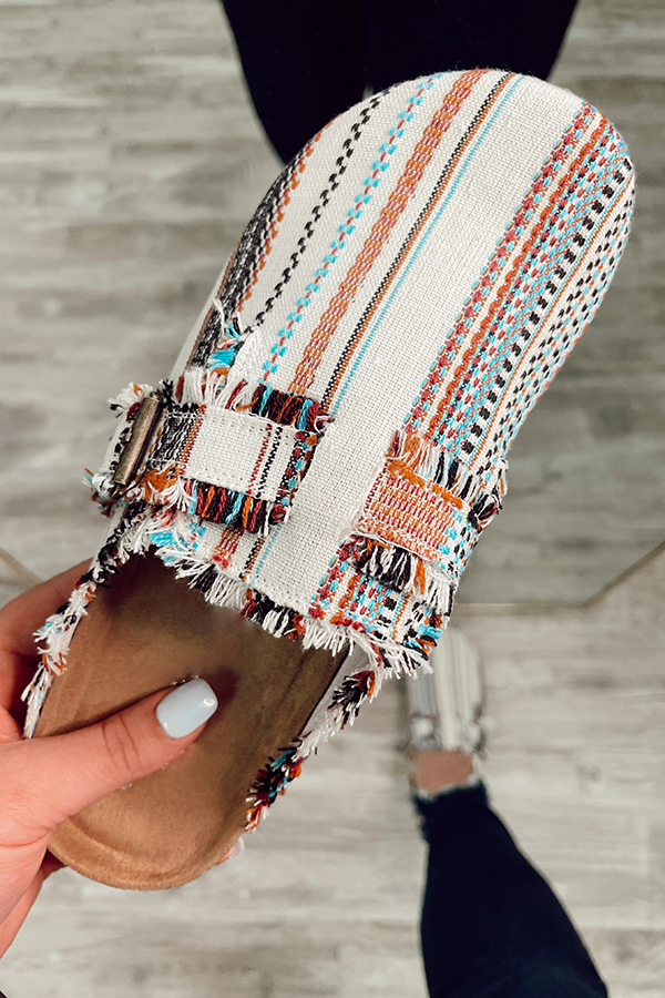 Fashionable Printed Raw Edge Flat Casual Shoes-consonak