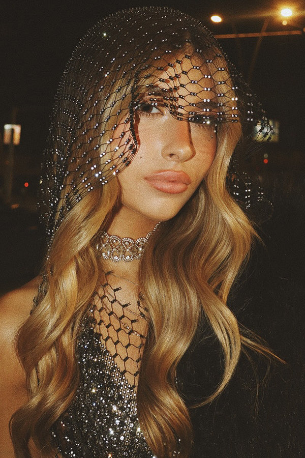 Fashion Fishnet Rhinestone Hooded Vest | Consonak