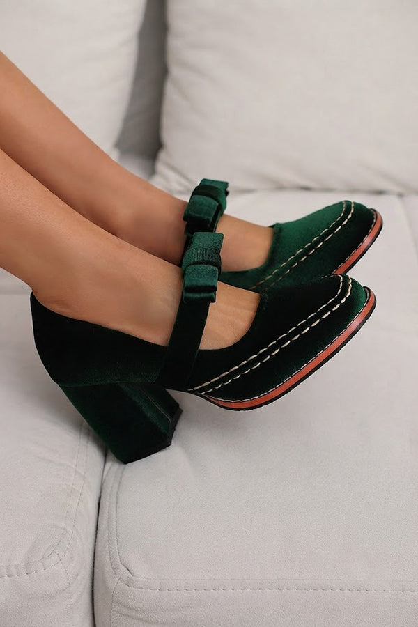 Square-toe Bow High Heels-Consonak