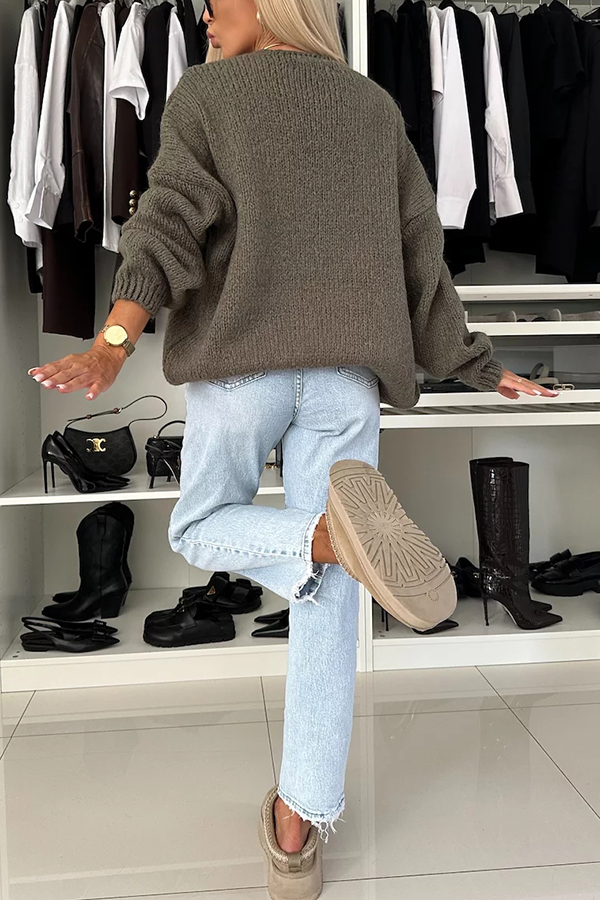 Explore Autumn Knit Open Front Long Balloon Sleeve Loose Cardigan-consonak