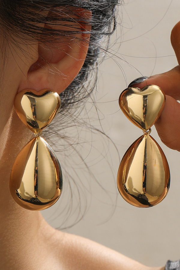 Simple Love Drop-shaped Metal Earrings-consonak