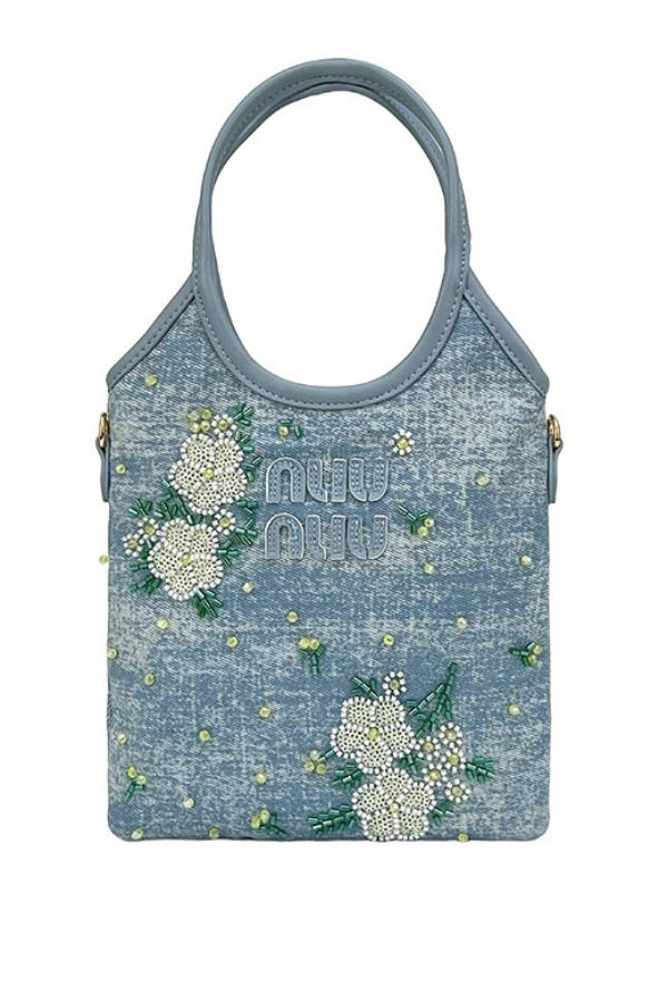 Elegant Floral Embroidered Denim Tote Bag | Consonak