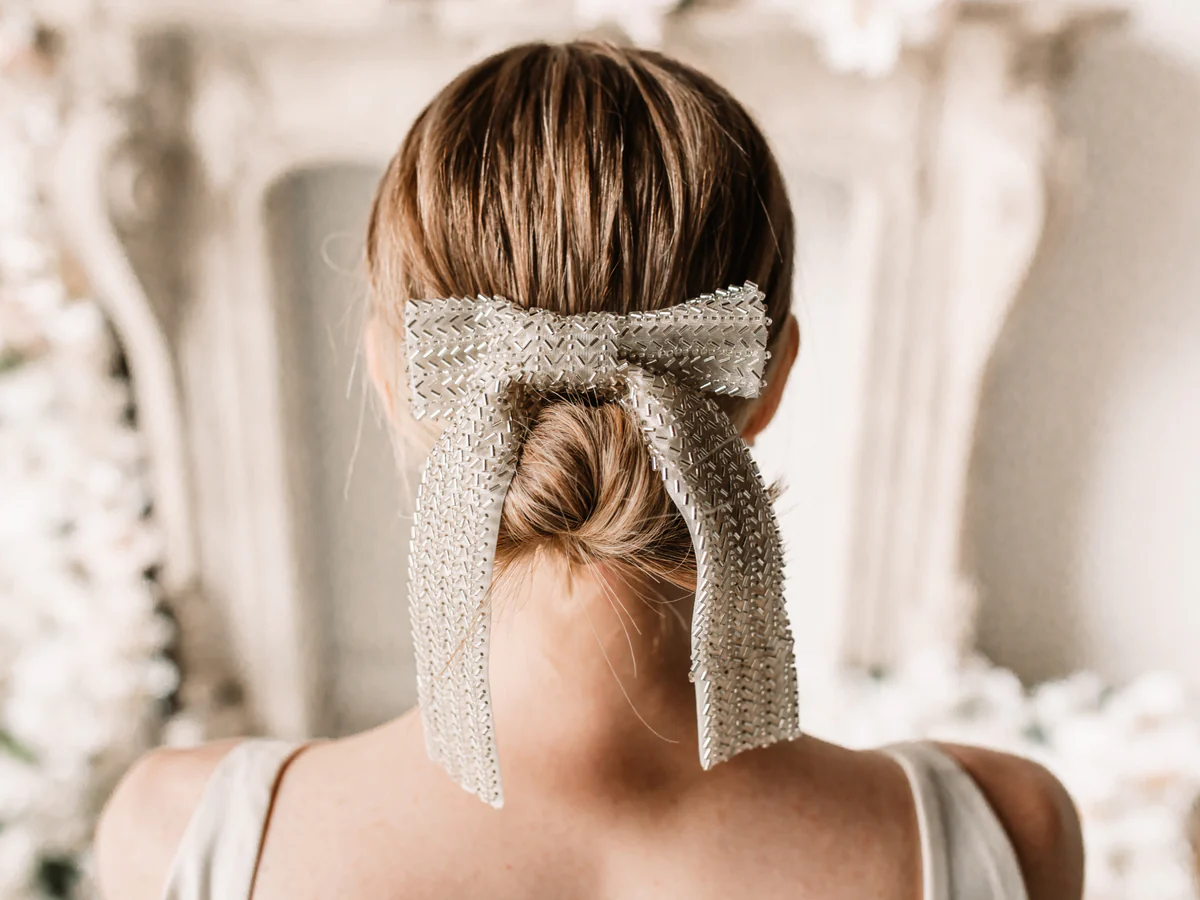 Glass Diamond Beaded Hair Bow | Consonak