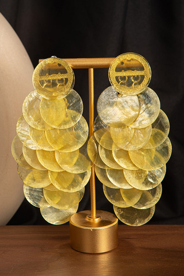 Resort Style Colorful Round Shell Tassel Earrings-consonak