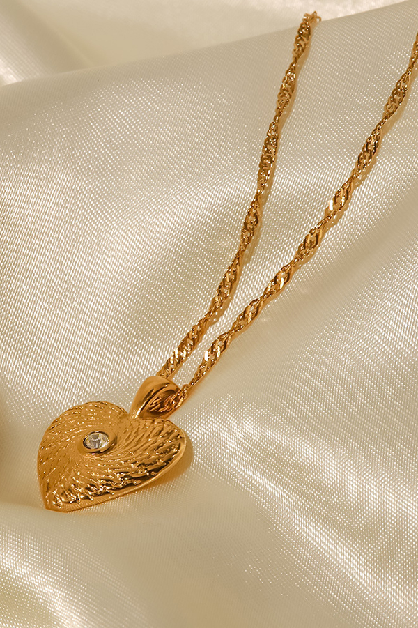 Vintage Stainless Steel Zircon Love Pendant-consonak