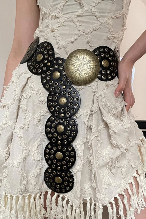 Ethnic Retro Round Hollow Belt-consonak