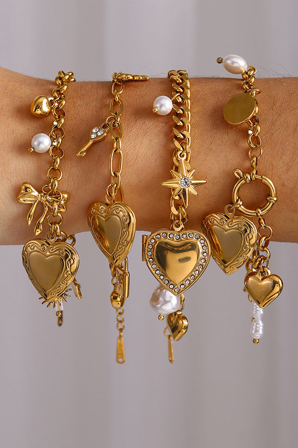 Fashionable Heart Shaped Embellished Bracelet-consonak
