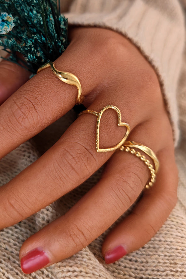 Personalized Hollow Line Heart-shaped Adjustable Ring | Consonak