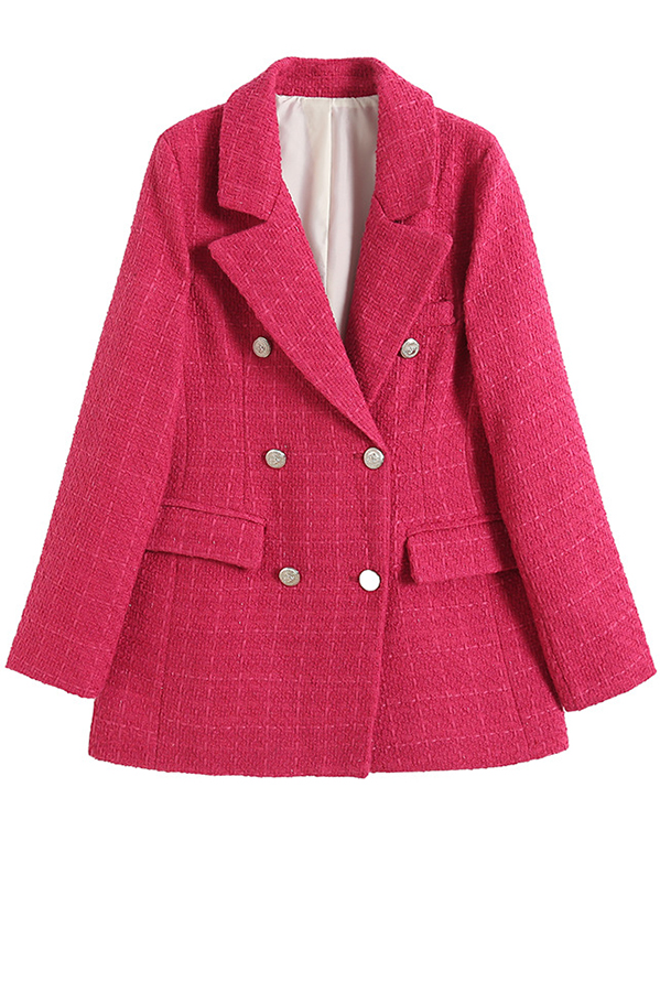 Arlo Tweed Textured Fabric Metal Buckle Pocket Lapel Relaxed Blazer-consonak