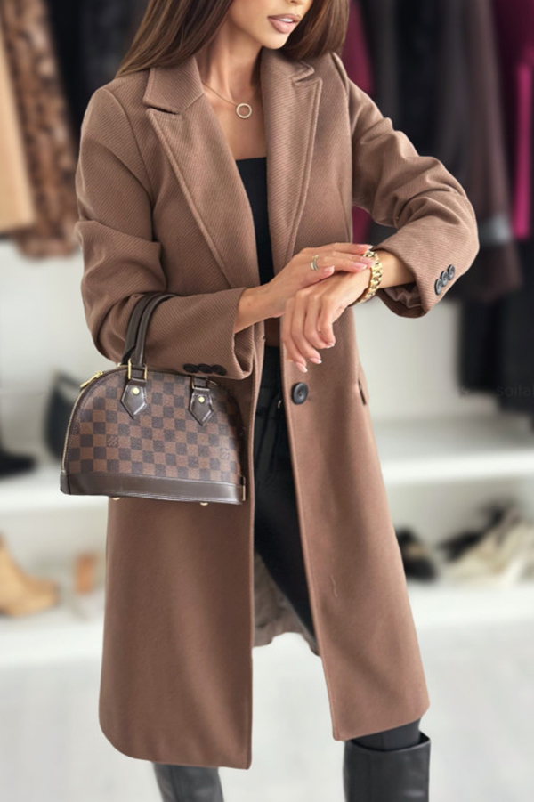 Fashionable Casual Lapel Long Sleeve Single Breasted Loose Coat-consonak