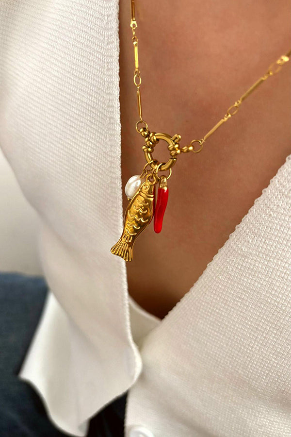 Fashion Koi Freshwater Pearl Necklace-consonak