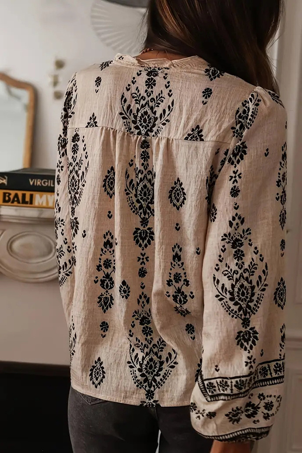 Unique Print Long-Sleeved Button-Up Elegant Shirt-consonak