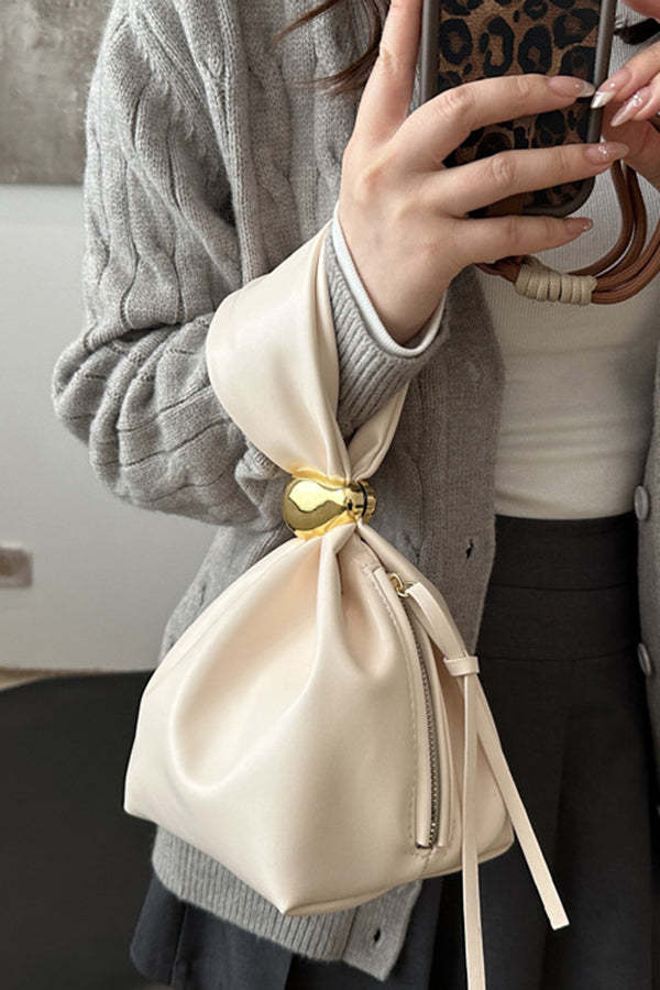 Retro Pleated Simple Bucket Bag-consonak