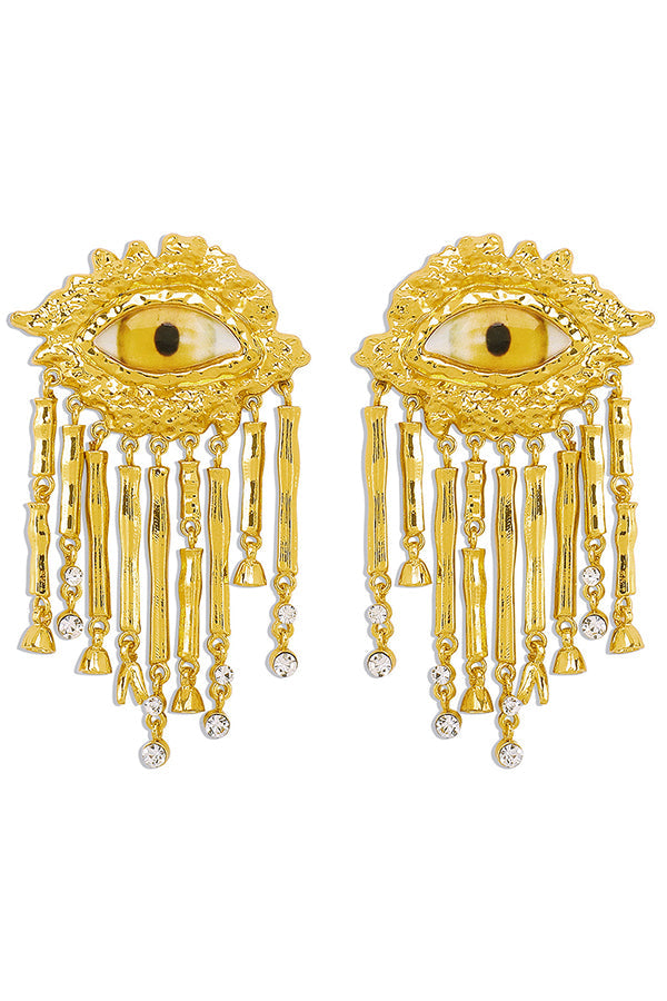 Vintage Evil Eye Tassel Earrings-consonak