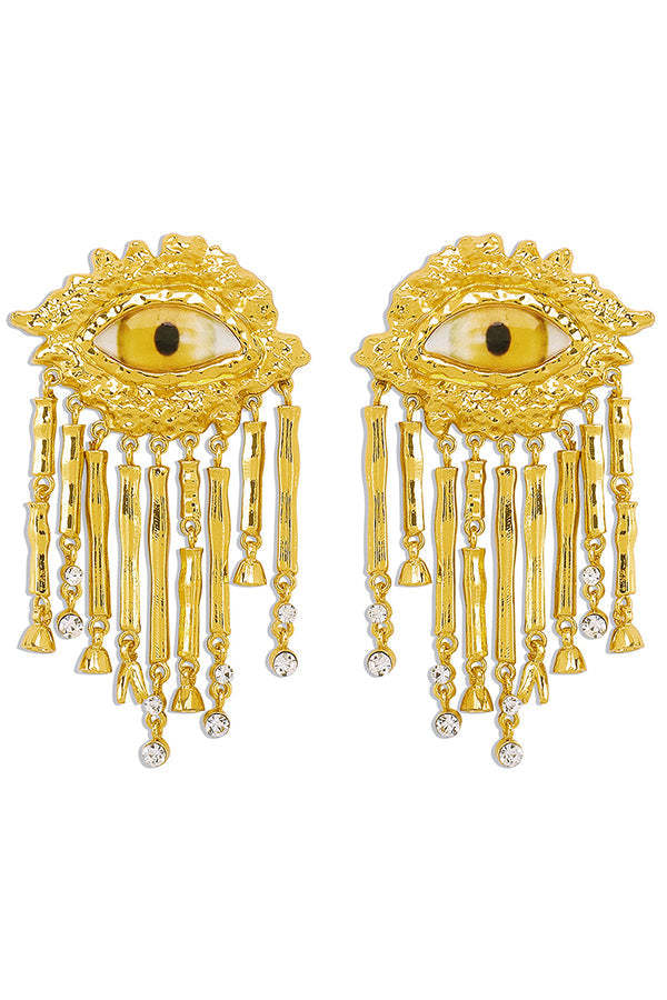 Vintage Evil Eye Tassel Earrings-consonak